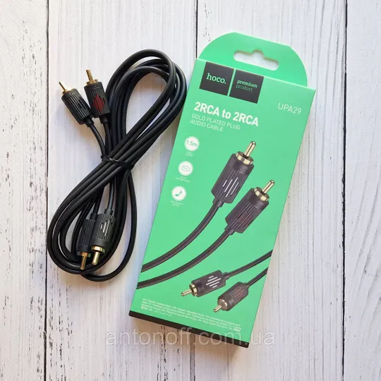 Аудіо кабель Hoco UPA29 2RCA to 2RCA 1.5m (тюльпан-тюльпан) Чорний Ціна