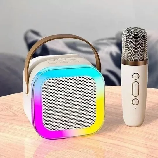 Караоке Світлодіодний бездротовий на 2 мікрофони, аудіо мікрофон дитяче караоке SPEAKER K12 Продаж