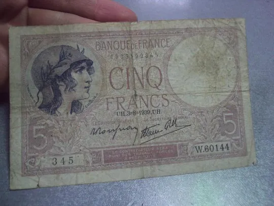 банкнота 5 франков 1939 франция №120 Продаж