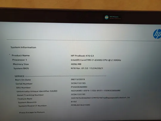 0754 HP PROBOOK 470 G3 core I7-6500U НІМЕЧЧИНА З аукціону