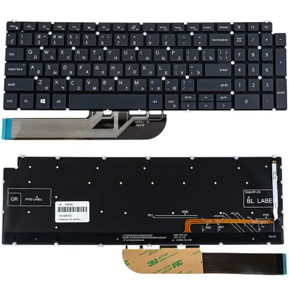 фото, Клавіатура для ноутбука DELL (Inspiron: 5584), rus, gray, без фрейма, підсвічування клавіш