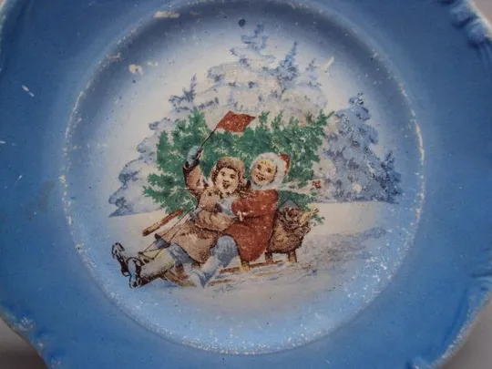 Декоративная тарелка фарфор агитация Новый год дети катаются на санках зима 1,7х17,2 см №13401 Де купити