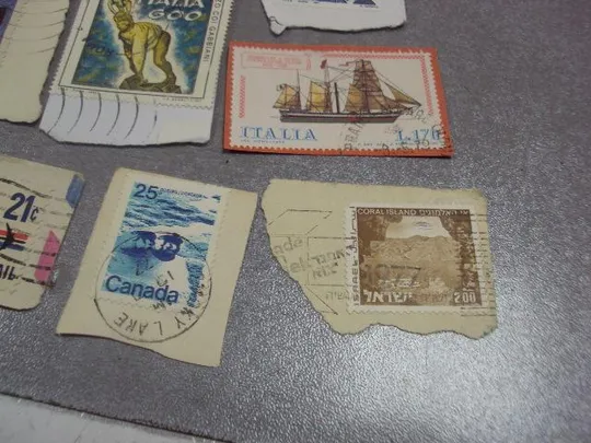 марки наклеенные на бумагу Италия, Венгрия, СССР, США, Канада стандарт лот №3693 Продаж