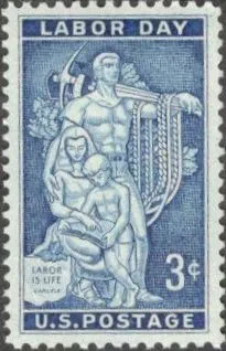 фото, США (USA) 1953 г. ДЕНЬ ТРУДА. ИДЕАЛЬНАЯ. МАРКА С КЛЕЕМ.
