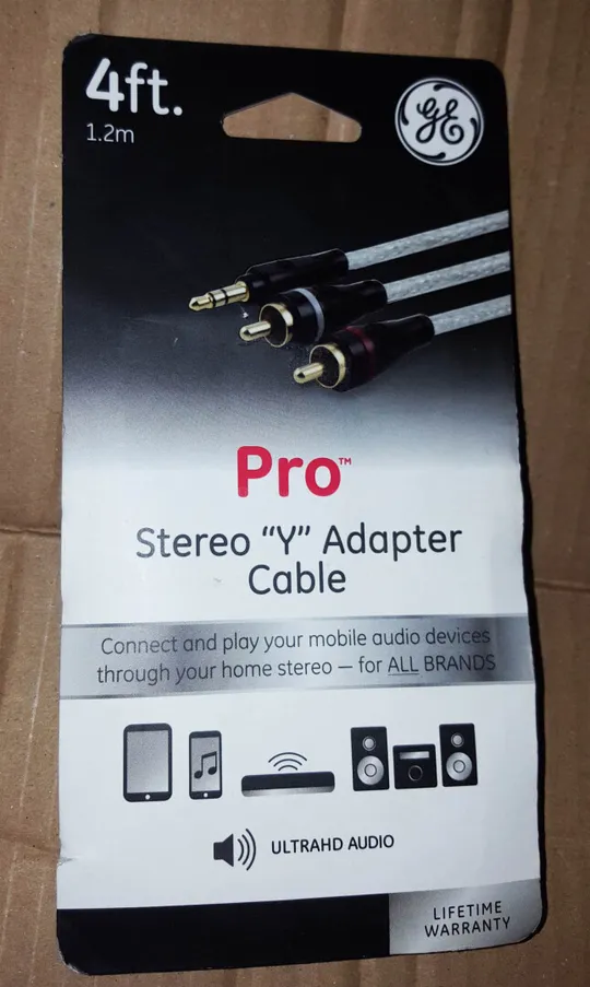 Купити СУПЕРЯКІСНИЙ аудіокабель для СТЕРЕО АУДІОТЕХНІКИ  3.5 НА 2 RCA від дженерал електрік дорогущий кабель серія PRO