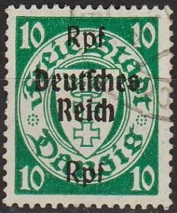 фото, 1939 - Рейх - Стандарт Гданська з надруками 10 Mi.720  _5,0 €