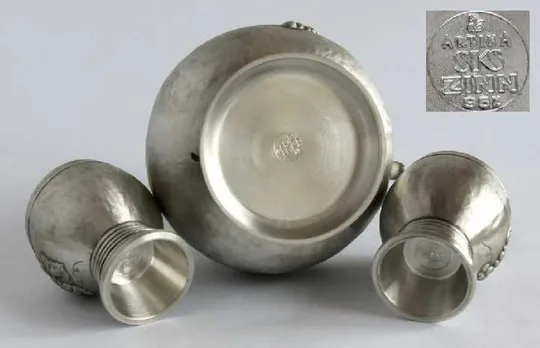 Олов&#039;яний глечик кувшин і 2 келихи 1836 рік Artina-SKS Austria Характеристики