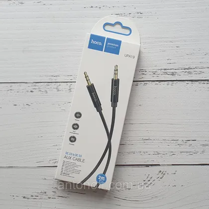 фото, Аудіо кабель Aux Hoco UPA19 mini-Jack 3.5mm to 3.5mm чорний 2 метра