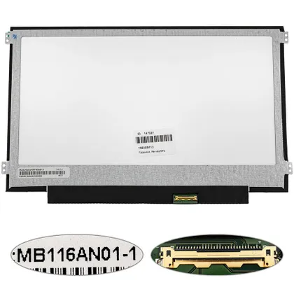 фото, Матриця 11.6 MB116AN01-1 (1366*768, 30pin(eDP), LED, SLIM(горизонтальні вушки), матова, роз'єм праворуч знизу) для ноутбука