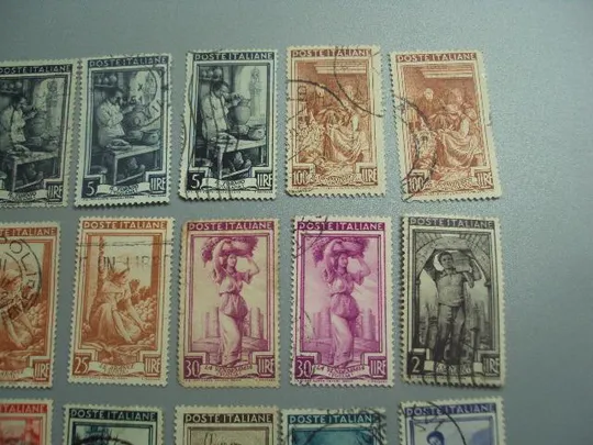 марки Италия 1950 профессии стандарт ткачиха ремесло корова рыболовство серия лот 28 шт гаш №2835 Продаж