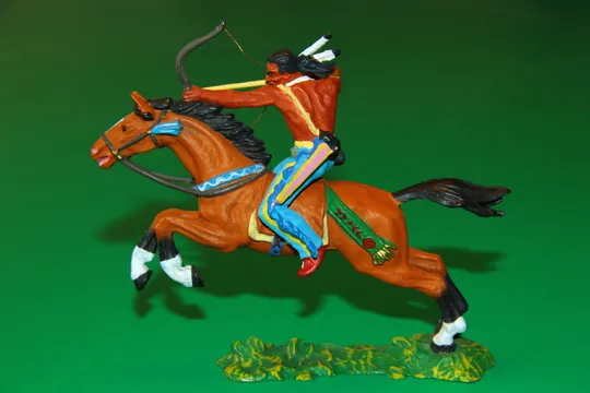 ІНДІАНЕЦЬ ІЗ ЛУКОМ НА КОНІ  № 54654 индеец 70мм ELASTOLIN PREISER ФРГ в упаковці Недорого