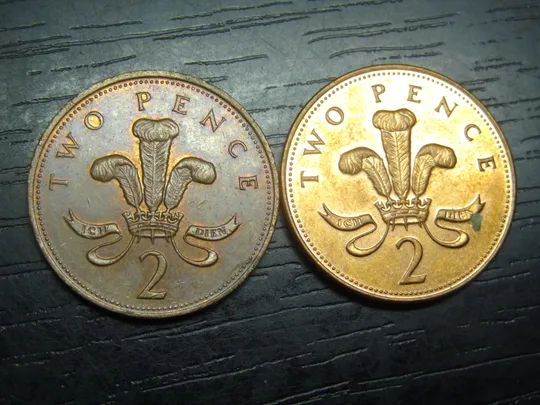 2 пенса 1998 Британія (два різновиди) бронза і сталь Ціна
