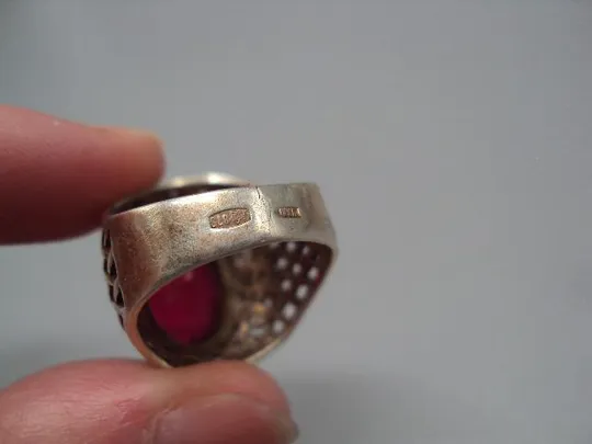 Женское кольцо с красным камнем серебро 875 проба ссср звездочка 4ХЮ вес 7,44 г 17,5 размер №14365 Недорого