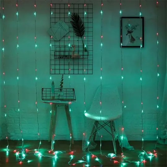 Гирлянда штора Водопад-роса, от USB, 2x2м, 8 нитей, 160 LED, 8 режимов Мультиколор Де купити