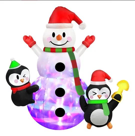 2,2-метровий надувний різдвяний сніговик на вулиці з кольоровим світлодіодом (ящик 27) Ціна