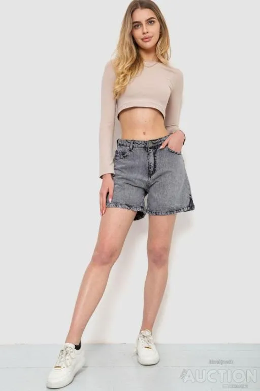 Купити Шорты джинсовые женские, цвет серый, 244R00501
