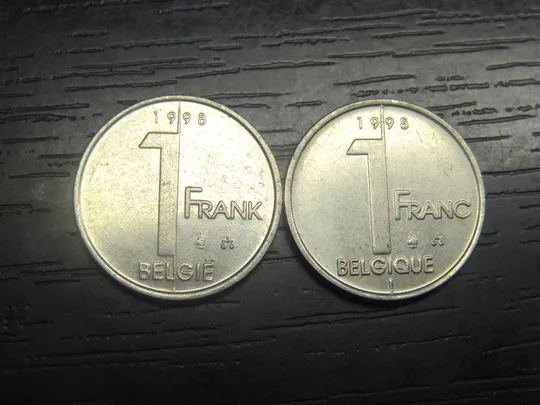 1 франк Бельгія 1998 (два різновиди) Ціна