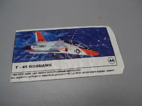 Вкладыш от жвачки Boeing T-45 Goshawk 44 Turkey фантик учебно-тренировочный самолёт боинг №17917мz Ціна