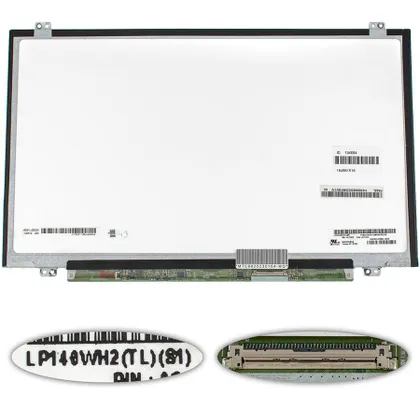 фото, Матриця 14.0" LP140WH2-TLS1 (1366 * 768, 40pin (eDP), LED, SLIM (вертикальні вушка), глянець, роз'єм справа внизу) для ноутбука