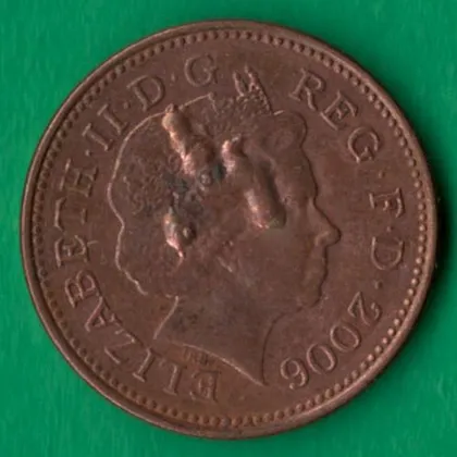 фото, 1 пенні 2006 року Великобританія Дефект штампу [М]