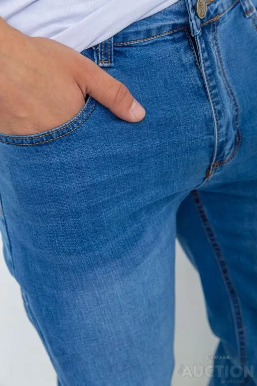 Джинсы мужские с потертостями, цвет голубой, 244R22-784 Де купити