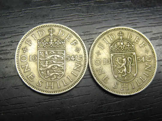 1 шилінг 1954 Британія (два різновиди) англійський і шотландський Ціна