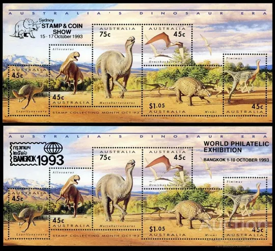 Купити Австралия-Динозавры- 1993.Чистый полный красивый комплект- 3 М/Листа+серия 6 марок.  MNH