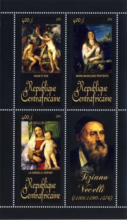 фото, ЦАР-Живопись- Тициано Вечелли -2011.Чистый  красивый Блок.MNH.