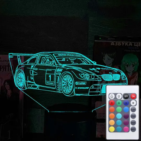 Акриловий світильник-нічник з пультом 16 кольорів BMW M3 GT2 суперкар tty-n002233 Ціна