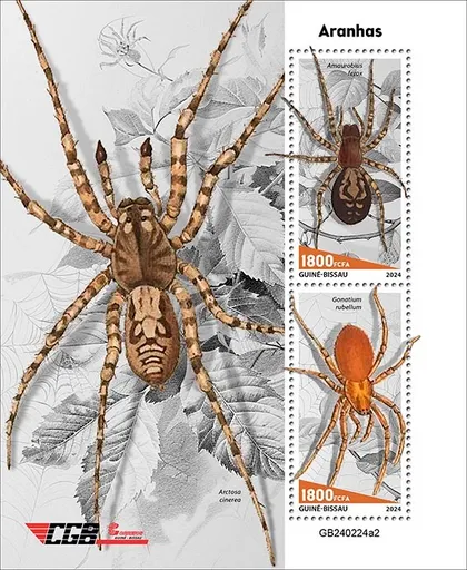 фото, Гвинея Бисау-Пауки-2024. Чистый полный красивый комплект. MNH.