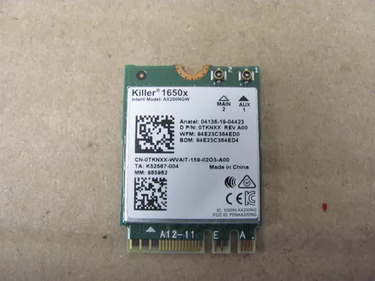 номер0671-20 WI-FI модуль KILLER 1650X AX200NGW 0TKNXX 07CDRN для Dell Inspiron G5 15 5500 G5 SE 5505 G15 5510 5511 5515 XPS 9570 9550 9560 Precision 5530 5520 5510 оригінал Ціна