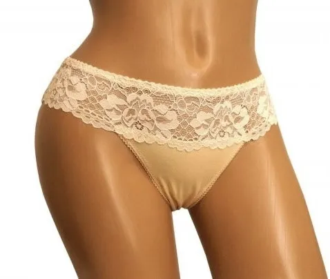 Мереживні трусики Афина 003 середня лінія талії бавовна бежеві (розміри: S-2XL) XL Ціна