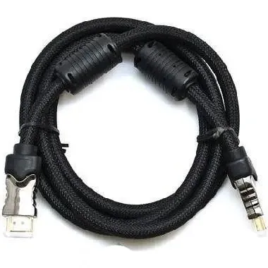 Кабель штекер HDMI-штекер HDMI  1.8м чорний  з двома фільтрами  в тканинному оплетенні (HDMI - HDMI  1,8m) Ціна