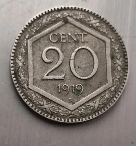Купити 20 чентезиме 1919 года монета Италии Король Віктор Еммануїл III  kt118