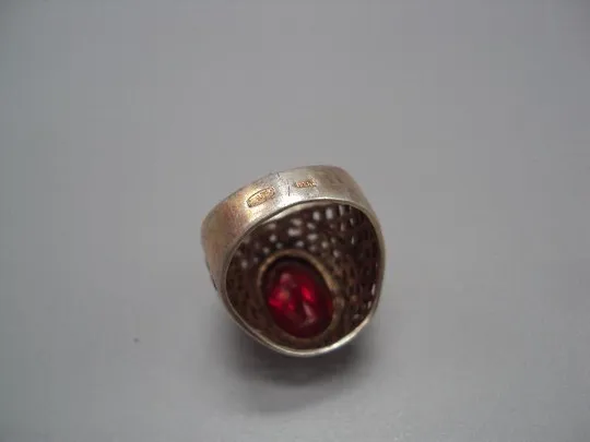 Женское кольцо с красным камнем серебро 875 проба ссср звездочка 4ХЮ вес 7,44 г 17,5 размер №14365 Де купити