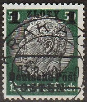 фото, 1939 - Рейх - GG - Надрук 1 zl Mi.12 _6,0 €