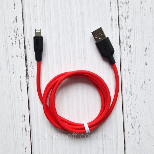 Кабель Hoco X21 Plus Lightning / Apple iPhone силіконовий (2м 2.4A) Червоний Ціна