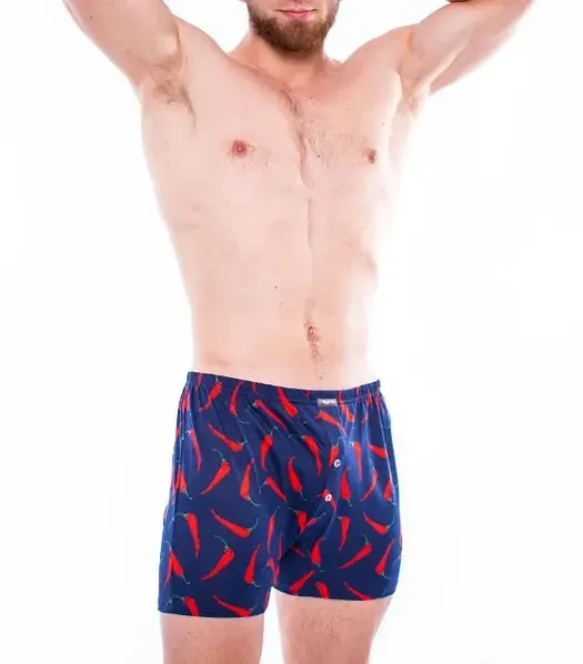 Чоловічі боксери облягаючі сімейні класика Bono облягаючі МО 000007 з перцями сині, розмір 50 L 52 Ціна