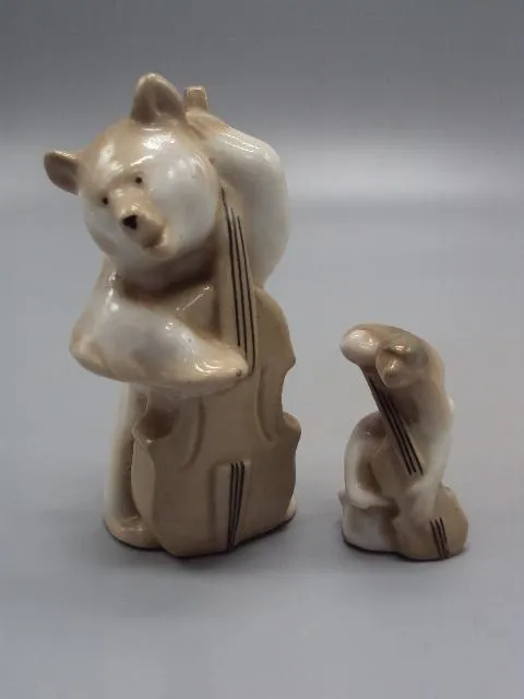 Фигура фарфор ЛЗФИ квартет медведь с контрабасом и обезъяна мартышка музыканты басни Крылова лот 2шт Ціна