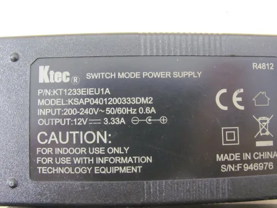 адаптер живлення Ktec KSAP0401200333DM2 12V 3.33A 5.5/3.0mm оригінал ЦІКАВИТЬ ОПТ Продаж