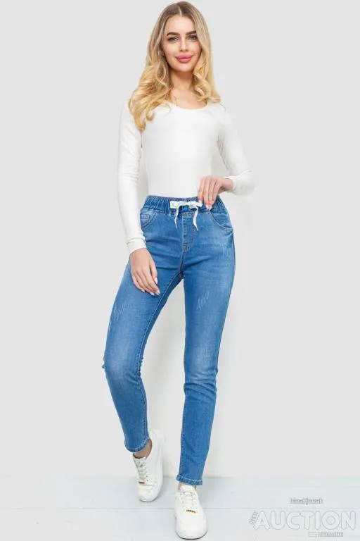 Купити Джинсы женские на резинке, цвет темно-голубой, 214R1525