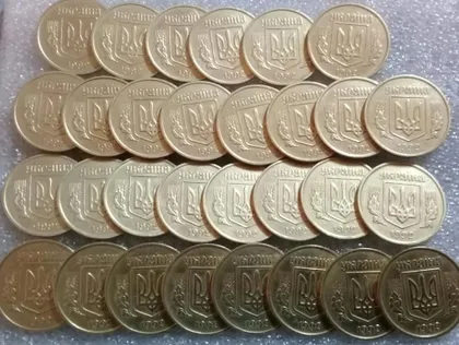 фото, (2259) 25 копійок 1992 3БАм, нечаста - 30 монет в хорошому стані одним лотом (25 копеек 1992 3БАм опт)