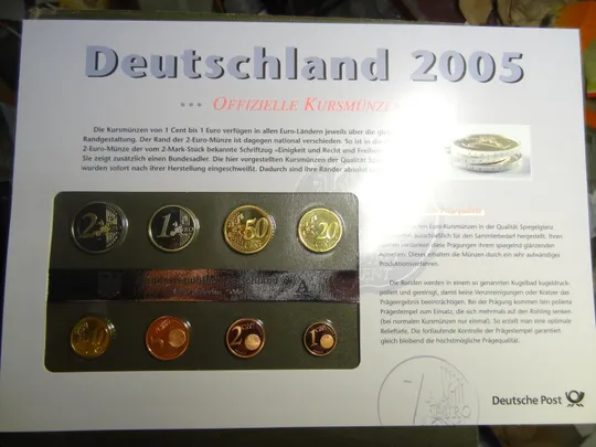 Купити Комплект євромонет Німеччини 2005 A (повний комплект) UNC