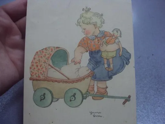открытка ребенок девочка с коляской германия 1946 №1465 Продаж