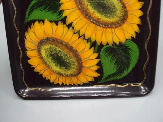 Поднос петриковская роспись узор подсолнухи дерево высота 2,1 см, размер 21 х 31 см №13402 Недорого