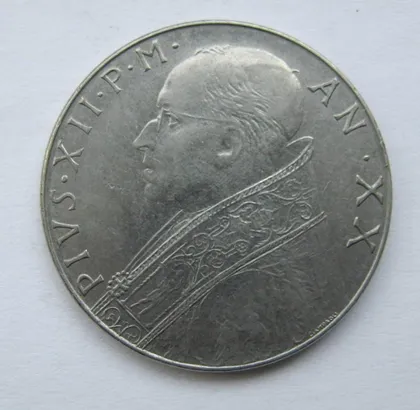 фото, 100 лір = 1958 р. = ВАТИКАН
