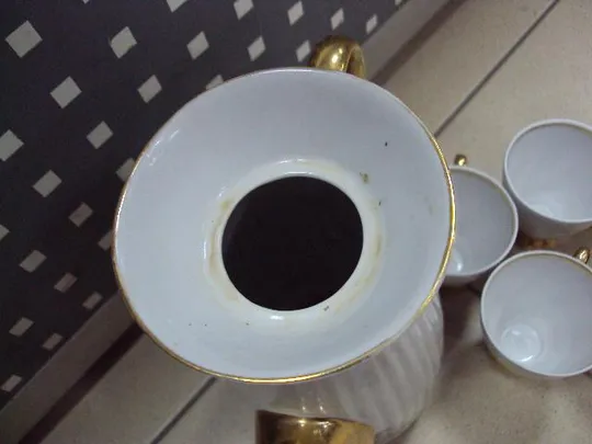 Сервиз кофейный набор чайник, сливочник и чашки фарфор полонное лот №10974 Продаж