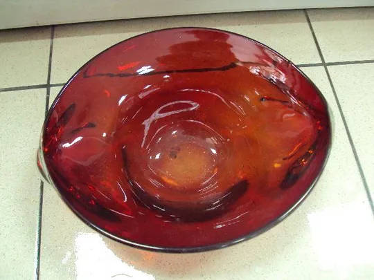 Конфетница фруктовница гутное стекло авторская ручная работа пресс-папье старая диаметр 18 см № 1271 Де купити