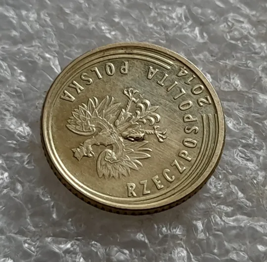 (6859) 1 грош 2014 (новий тип) гарна викрошка на аверсі (Польща, Польша, Polska) Продаж