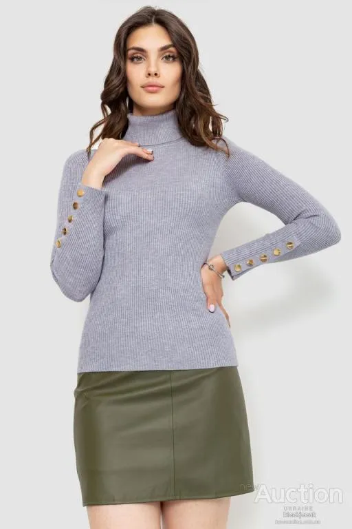 Гольф женский в рубчик, цвет серый, 204R036 Ціна